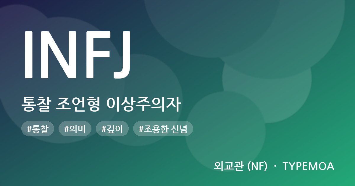 INFJ 통찰 조언형 이상주의자